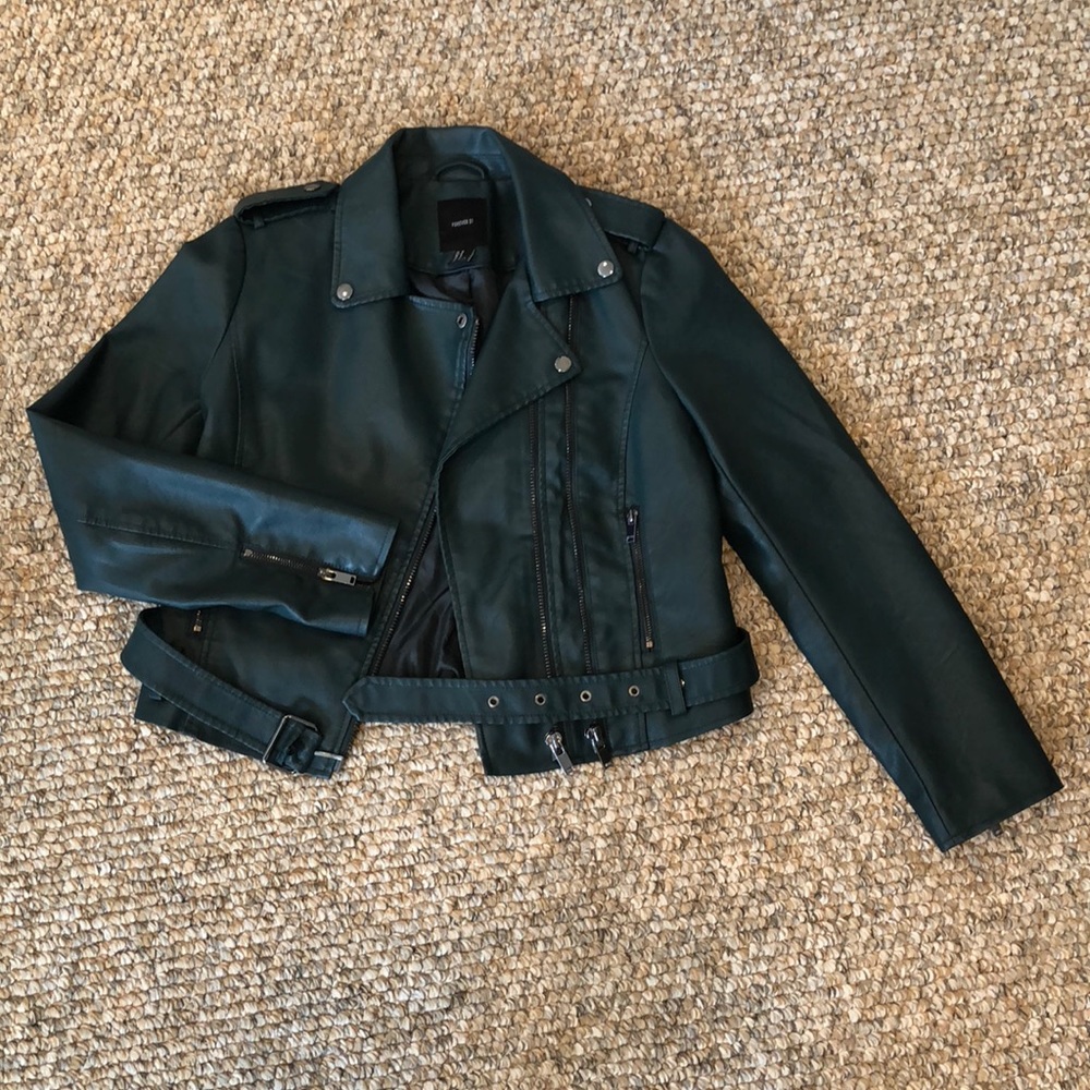 Dark green leather jacket